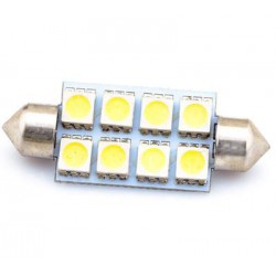 8SMD-5050 - LED auto žárovka s paticí C5W 12V, 41mm (sufit)