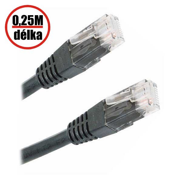 XtendLan - (NETXTE2579) - Patch kabel Cat 5e UTP 0,25m černý