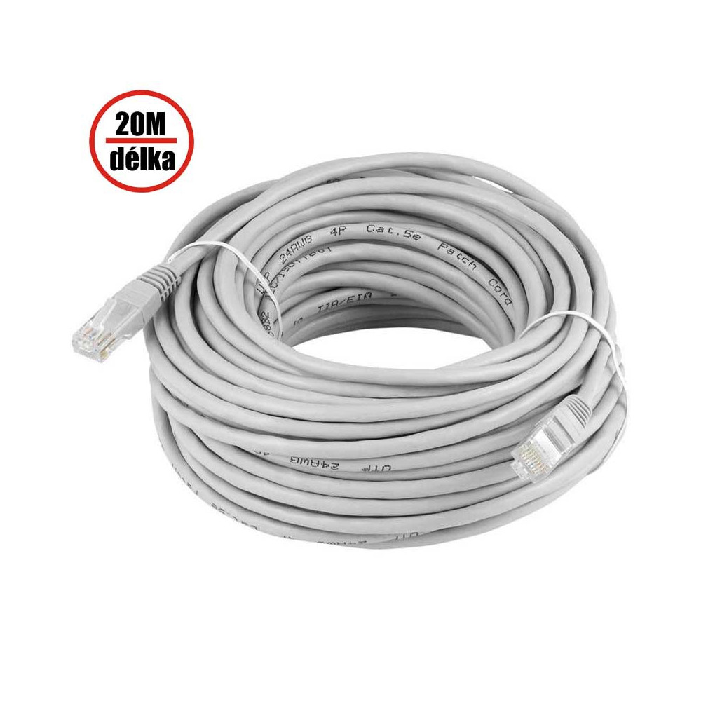 PK201 - Patch kabel Cat 5e UTP 20m šedý