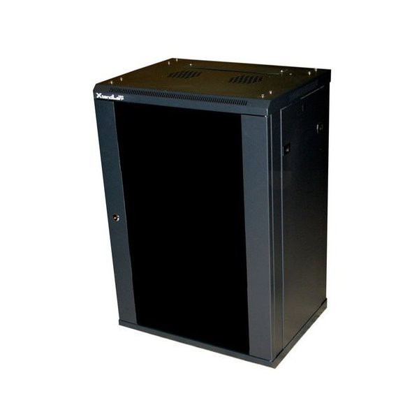 XtendLan - (NETXTE7129) - WS-12U-64-BLACK-P Rozvaděč, RACK 19", na stěnu, jednodílný, výška 12U, 600x450, dveře prosklené, černý