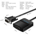Vention VGA to HDMI Converter with Female Micro USB and Audio Port 0.15m Black - redukce