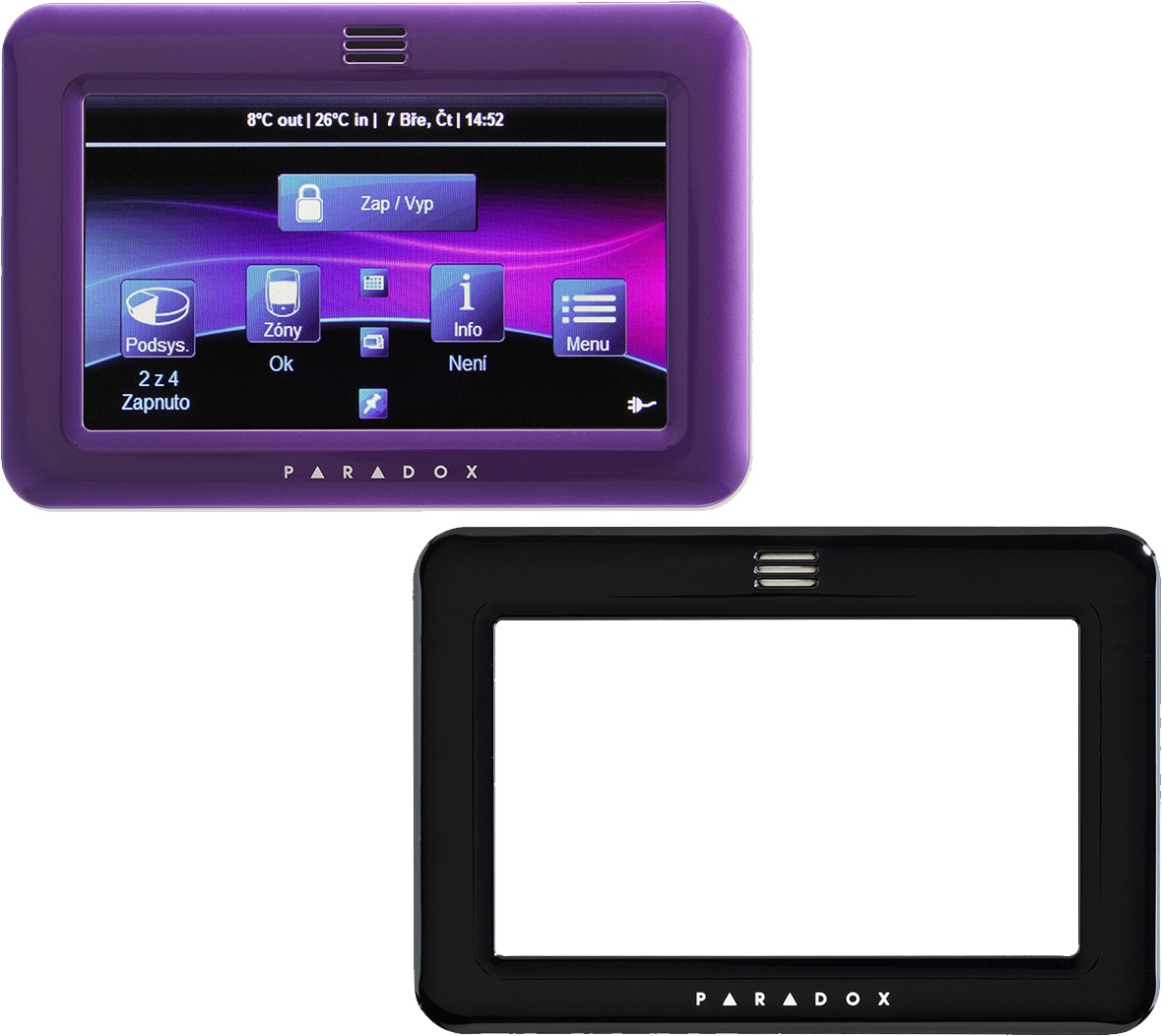 PARADOX TM50 - fialová barevná grafická dotyková klávesnice + černý rámeček