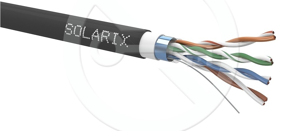 Solarix SXKD-5E-FTP-PVC+PE venkovní, dvojitý plášť, 305m/cívka, Fca