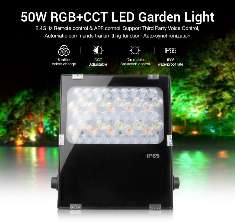 MiBoxer FUTT02 Zahradní LED svítídlo Mi-LiGHT | RGB+CCT | 50W | 4000lm | 2,4GHz + WiFI | 230V |