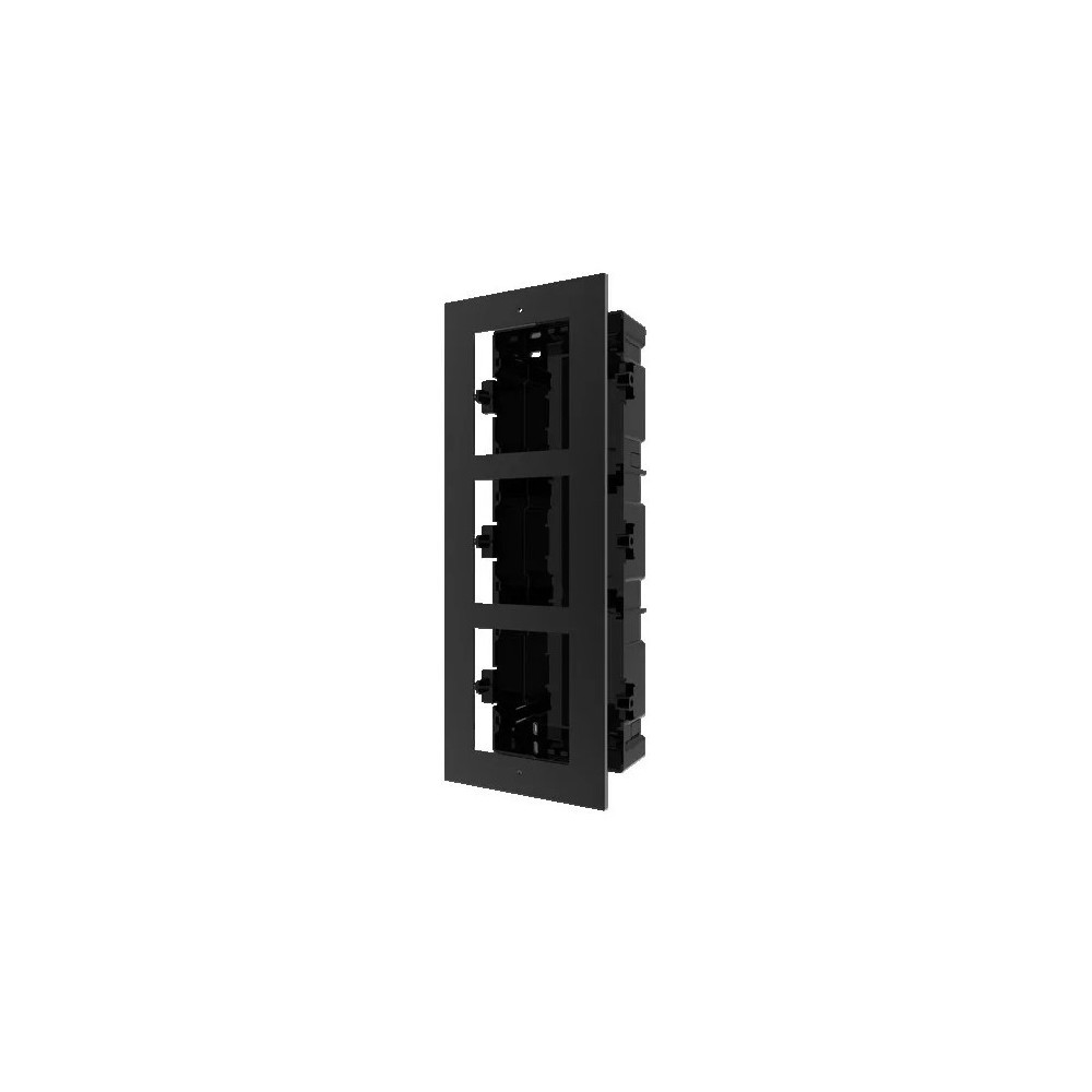 Hikvision DS-KD-ACF3/black zápustná instalační krabička s rámečkem pro 3 moduly, černá, 2.gen.